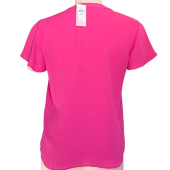 NWT Banana Republic Flutter-Sleeve Ruffle Blouse Sz Petite XS Pink #43K - Picture 4 of 7